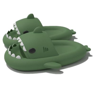 Cute Gradation Shark Slippers Beach Shoes 4CM Thick Soft Sole Summer Shark Slides for Women and Men EVA Non-Slip Bathroom Slippers Sandals indoor and Outdoor (Dark Green, us_footwear_size_system, adult, men, numeric_range, medium, numeric_8_point_5,