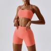 IMEKIS Workout Sets for Women 2 Piece Yoga Outfit: Tracksuits High Waisted Running Biker Shorts with Sport Bra Shirt Exercise Clothes Athletic Gym Sets Matching Active Wear B - Orange Small view 3