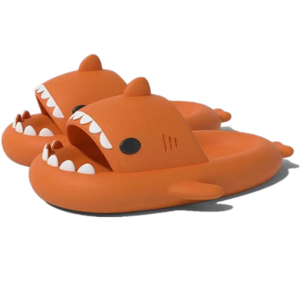Cute Gradation Shark Slippers Beach Shoes 4CM Thick Soft Sole Summer Shark Slides for Women and Men EVA Non-Slip Bathroom Slippers Sandals indoor and Outdoor (Orange, us_footwear_size_system, adult, men, numeric_range, medium, numeric_8_point_5, nume