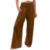XUNRYAN Women's Cotton Linen Wide Leg Pants Summer Casual High Waisted Boho Palazzo Pants Baggy Lounge Trousers w Pockets view 1
