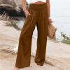 XUNRYAN Women's Cotton Linen Wide Leg Pants Summer Casual High Waisted Boho Palazzo Pants Baggy Lounge Trousers w Pockets view 2