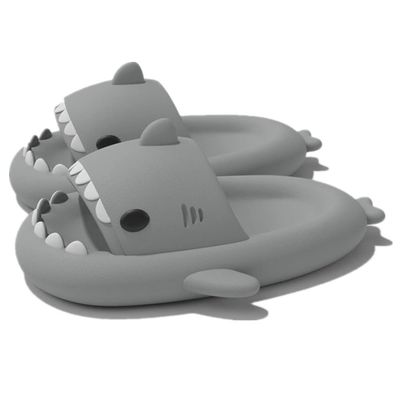 Cute Gradation Shark Slippers Beach Shoes 4CM Thick Soft Sole Summer Shark Slides for Women and Men EVA Non-Slip Bathroom Slippers Sandals indoor and Outdoor (Gray, us_footwear_size_system, adult, men, numeric_range, medium, numeric_8_point_5, numeri