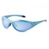 ADE WU Trendy Rave Sunglasses for Women Men Fashion Y2k Stylish Wrap Around Sporty Sun Glasses Goggles (Blue Frame Blue Mirrored Lense) view 1