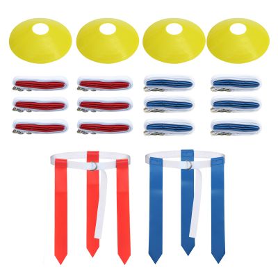NANSHINE Flag Football Set For 14Players,14pcs Adjustable Flag Football Belts With 42pcs Flags 4 Cones For Kids Youth Or Adults Players Training Equipment