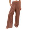 XUNRYAN Women's Cotton Linen Wide Leg Pants Summer Casual High Waisted Boho Palazzo Pants Baggy Lounge Trousers w Pockets view 1