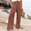 XUNRYAN Women's Cotton Linen Wide Leg Pants Summer Casual High Waisted Boho Palazzo Pants Baggy Lounge Trousers w Pockets view 2