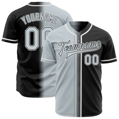 Design Your Own Men Fade Baseball Jerseys Black Silver Personalized Women Baseball T-Shirts Short Sleeve Polyester Custom Youth Baseball Softball Sports Uniform Stitched Team Name Number Logo