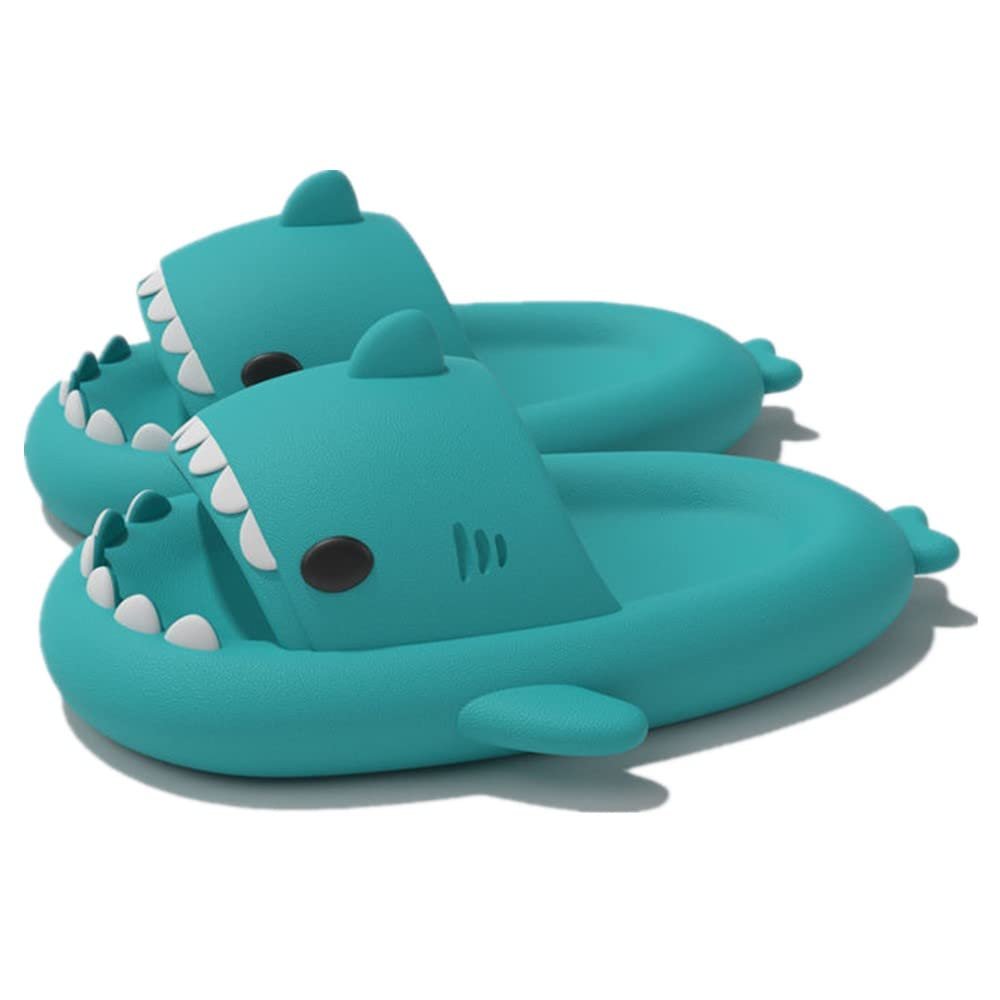 kaitesi Cute Gradation Shark Slippers Beach Shoes 4CM Thick Soft Sole Summer Shark Slides for Women and Men EVA Non-Slip Bathroom Slippers Sandals indoor and Outdoor, Mint Green, 10.5-11.5