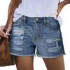 CHICZONE Ripped Jean Shorts Womens Mid High Rise Stretchy Casual Denim Shorts Frayed Raw Hem Blue M view 1