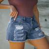 CHICZONE Ripped Jean Shorts Womens Mid High Rise Stretchy Casual Denim Shorts Frayed Raw Hem Blue M view 3