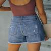 CHICZONE Ripped Jean Shorts Womens Mid High Rise Stretchy Casual Denim Shorts Frayed Raw Hem Blue M view 4