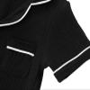 JWWN Kids Short Sleeve Pajama Set 100% Cotton Button Down Sleepwear Little Girls Boys Summer Soft Lounge Set (Black,5Years) view 4