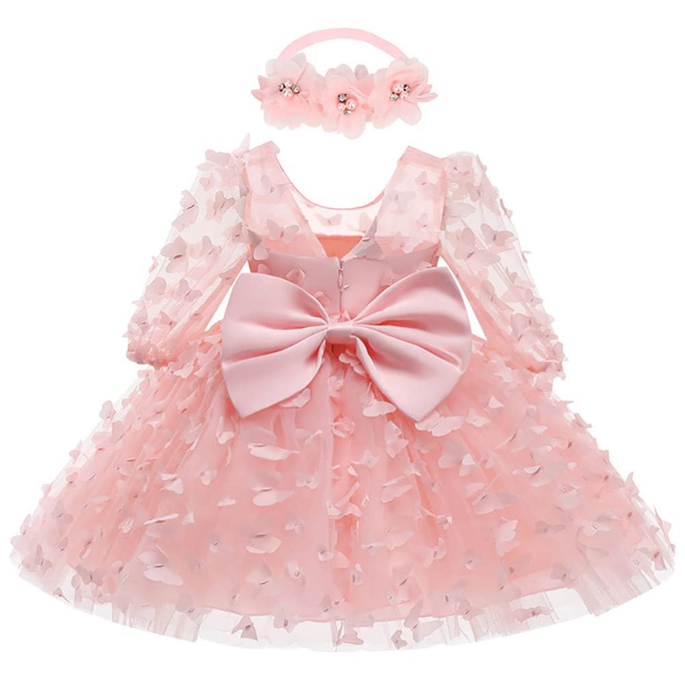 Baby Girl Dress - Dress for Baby Girl, Baby Girl Sequins Bowknot Butterfly Dress Infant Toddler Tutu Flower Girls Wedding Birthday Party Dresses Pink - Bow 6 Months