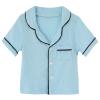 JWWN Kids Short Sleeve Pajama Set 100% Cotton Button Down Sleepwear Big Girls Boys Summer Soft Lounge Set (SkyBlue,8Years) view 2