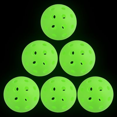PATIKIL Outdoor Pickleball Balls, 40 Holes Pickleball 6 Pack Glow at Night Pickleball for Amateurs Indoor and Outdoor Sport, Luminous Green