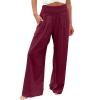 XUNRYAN Women's Cotton Linen Wide Leg Pants Summer Casual High Waisted Boho Palazzo Pants Baggy Lounge Trousers w Pockets view 1