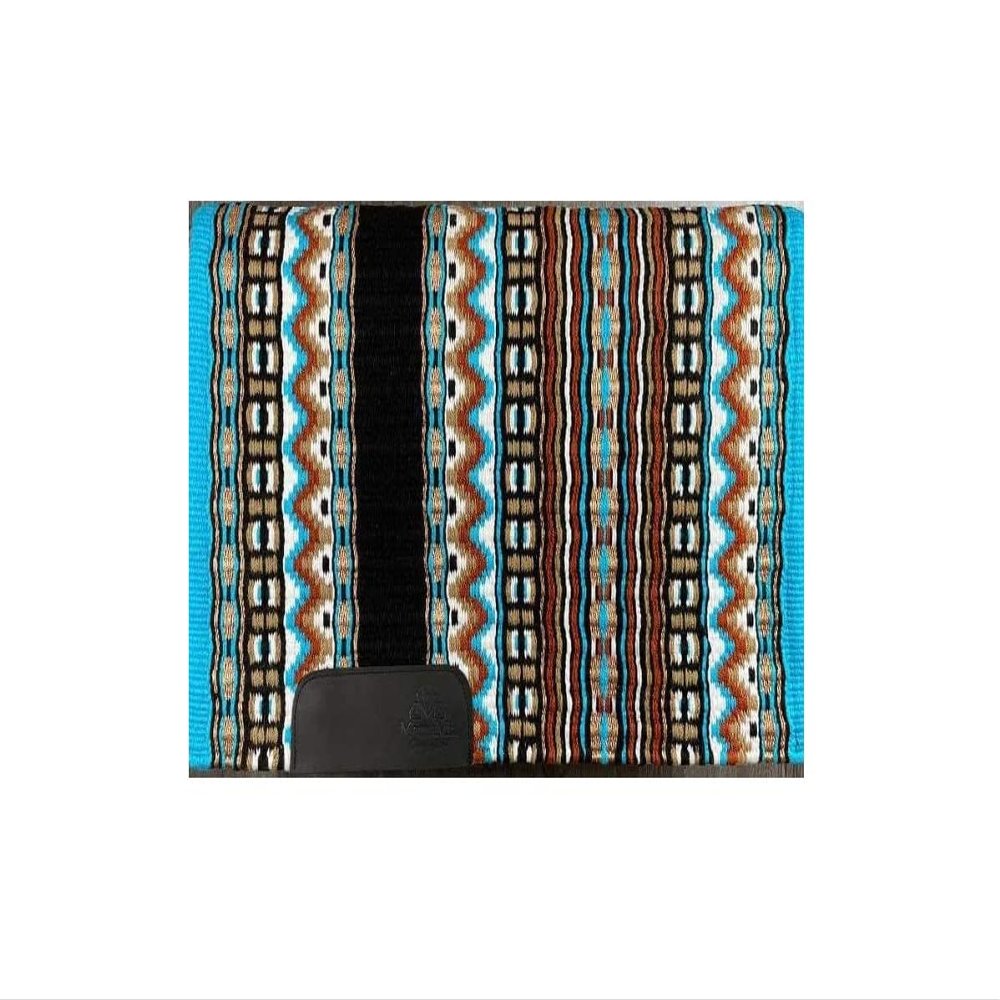 Angel Sales Western Classic Wool Saddle Blanket Show Pad for Horse Ridding (Sky Blue & Light Brown); Size: 34 * 42 Inch - TSKEXM_014