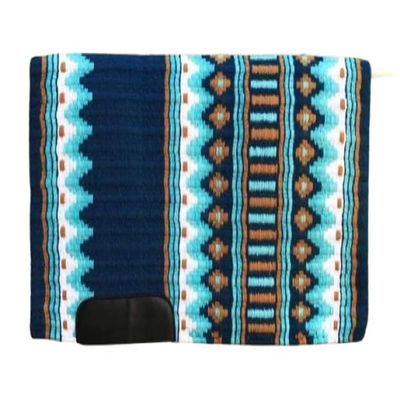 Angel Sales Western Classic Wool Saddle Blanket Show Pad for Horse Ridding (Navy Blue & Sky Blue); Size: 34 * 36 Inch - TSKEXM_022