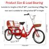 Adult Tricycles - Folding 3 Wheel Bike with Back Seat & Shopping Basket, 20" Three-Wheeled Bicycles Dual Chain Cruise Trike, for Women/Seniors/Parents, Maximum Load 386 Lbs,Red view 3