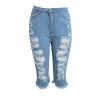 JEKE-DG Women Jean Shorts Distressed Folded Denim Skinny Ripped Shorts for Summer High Waist Casual Stretchy Hem Pants (XX-Large,Light Blue) view 1