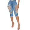 JEKE-DG Women Jean Shorts Distressed Folded Denim Skinny Ripped Shorts for Summer High Waist Casual Stretchy Hem Pants (XX-Large,Light Blue) view 3