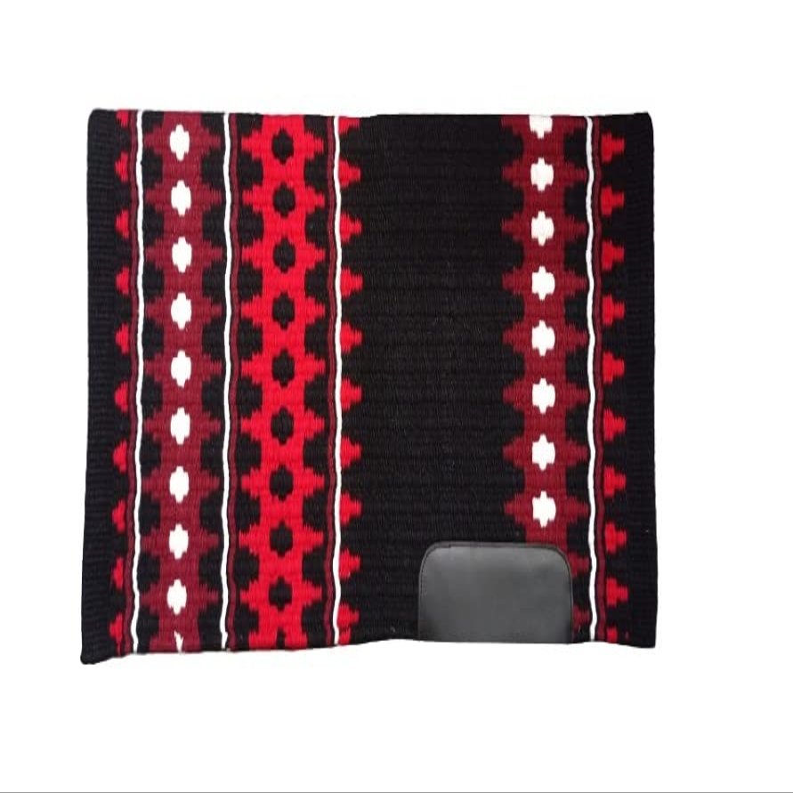 Angel Sales Western Classic Wool Saddle Blanket Show Pad for Horse Ridding (Red & Dark Brown); Size: 34 * 36 Inch - TSKEP_001