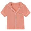 JWWN Kids Short Sleeve Pajama Set 100% Cotton Button Down Sleepwear Little Girls Summer Soft Lounge Set (Orange,4Years) view 2
