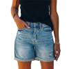 JEKE-DG Women's Ripped High Waisted Denim Shorts Distressed Stretchy Short Jeans Casual Cuffed Hem Jean Shorts (Small,Light Blue) view 1