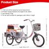 Adult Tricycle - Foldable 3 Wheel Bikes with Large Size Basket and Back Seat, 20 Inch Three-Wheeles Cruise Bicycles Bike for Recreation, Shopping, Exercise Men's Women's Bike,Purple view 3