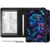 Passport and Vaccine Card Holder Combo, PU Leather RFID Blocking Passport Holder Cover Case for Women, Travel Passport Wallet Leather Case with Elastic Band, with Pen, Purple Roses and Butterflies view 1