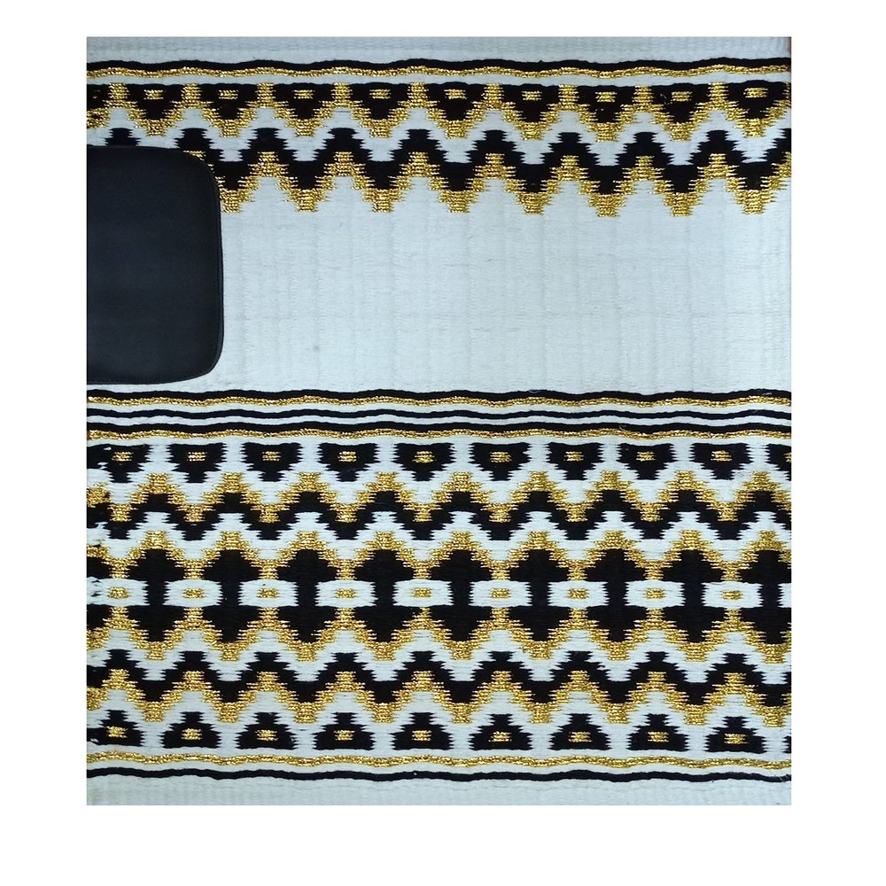 Angel Sales Western Classic Wool Saddle Blanket Show Pad for Horse Ridding (Black & White); Size: 34 * 42 Inch - TSKEP_009