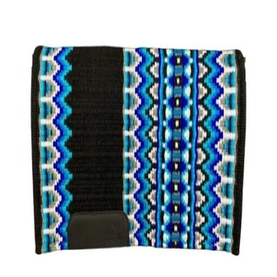 Angel Sales Western Classic Wool Saddle Blanket Show Pad for Horse Ridding (Blue & Black); Size: 34 * 36 Inch - TSKEXM_018