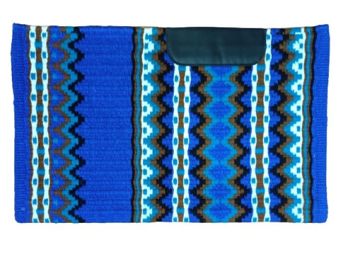 Angel Sales Western Classic Wool Saddle Blanket Show Pad for Horse Ridding (Blue & White); Size: 34 * 42 Inch - TSKEP_006
