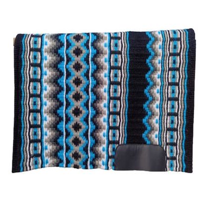 Angel Sales Western Classic Wool Saddle Blanket Show Pad for Horse Ridding (Sky Blue & Black); Size: 34 * 38 Inch - TSKEP_004