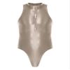 Fldy Men's Short Sleeve Round Neck One Piece Leotard Quick Dry Oil Shiny T-shirt Bodycon Suit Light Brown A One Size view 1