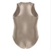 Fldy Men's Short Sleeve Round Neck One Piece Leotard Quick Dry Oil Shiny T-shirt Bodycon Suit Light Brown A One Size view 2