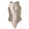 Fldy Men's Short Sleeve Round Neck One Piece Leotard Quick Dry Oil Shiny T-shirt Bodycon Suit Light Brown A One Size view 3