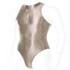 Fldy Men's Short Sleeve Round Neck One Piece Leotard Quick Dry Oil Shiny T-shirt Bodycon Suit Light Brown A One Size view 4