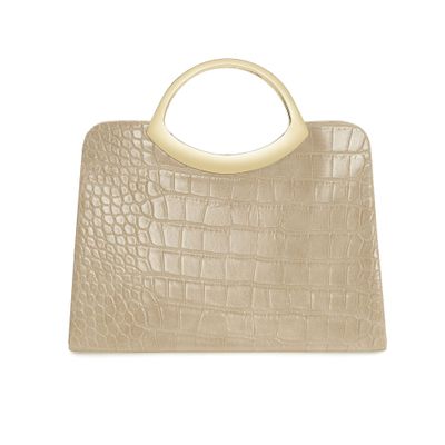 CHARMING TAILOR Small Dressy Handbag for Women Evening Bag Elegant Party Purse for Prom/Cocktail/Wedding (Croc Nude)