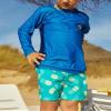 maamgic Boys Swim Trunks with Compression Liner Toddler Stretch Swim Shorts Quick Dry Swimming Trunks Boxer Brief 2 in 1 Beach Shorts Green Pineapple 2T view 2