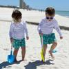 maamgic Boys Swim Trunks with Compression Liner Toddler Stretch Swim Shorts Quick Dry Swimming Trunks Boxer Brief 2 in 1 Beach Shorts Green Pineapple 2T view 3