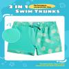 maamgic Boys Swim Trunks with Compression Liner Toddler Stretch Swim Shorts Quick Dry Swimming Trunks Boxer Brief 2 in 1 Beach Shorts Green Pineapple 2T view 4