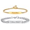 Gamtic Matching Bracelet for Couples - Silver & Gold PlatedStainless Steel Couple Bracelets Set, Personalized Promise ID Bracelet Gift to Her Him Husband Wife Boyfriend, Always & Forever view 1