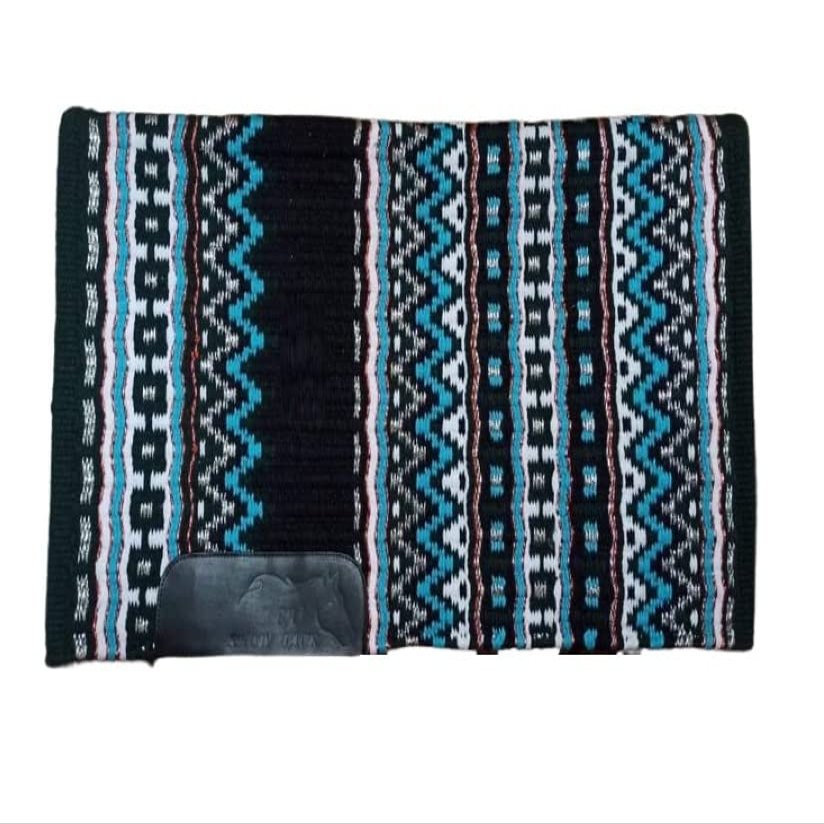 Angel Sales Western Classic Wool Saddle Blanket Show Pad for Horse Ridding (SKU Blue & Black); Size: 34 * 40 Inch - TSKEXM_011