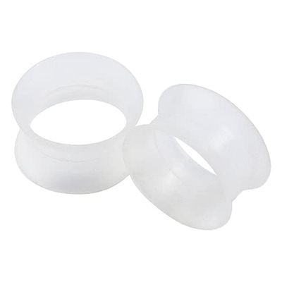 1 PAIR (2pcs) CLEAR SILICONE EARSKIN TUNNELS Double Flare Gauges Super Ultra Thin Soft Flexible Flesh Plugs 1003 (1-3/8" (34MM))
