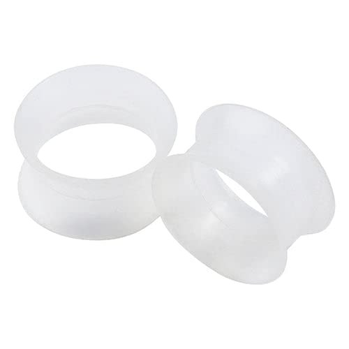 1 PAIR (2pcs) CLEAR SILICONE EARSKIN TUNNELS Double Flare Gauges Super Ultra Thin Soft Flexible Flesh Plugs 1003 (1-3/8" (34MM))