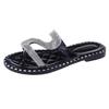 HINDOLA Women's Rhinestone Flat Sandals Slip-On Flip Flop Open Toe Travel Platform Shoes Casual Summer Beach Sandals Ladies Flip Flops view 3