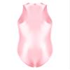 Alvivi Men Glossy Sleeveless Swimsuit Front Double Zipper Mock Neck Tights Bodysuit Clubwear Pink One Size view 2