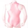 Alvivi Men Glossy Sleeveless Swimsuit Front Double Zipper Mock Neck Tights Bodysuit Clubwear Pink One Size view 4