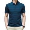 ERFMFKL Summer Striped for Men Casual Shirts Turn Down Collar Anti-Wrinkle Social Poloshirt view 1